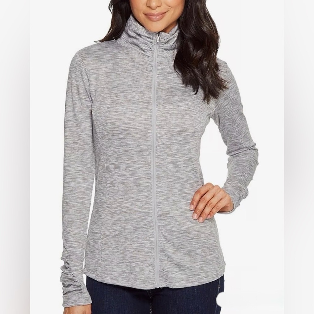 Columbia Outerspaced Full Zip Hoodie Womens XL Jacket Gray Stretch Casual Active